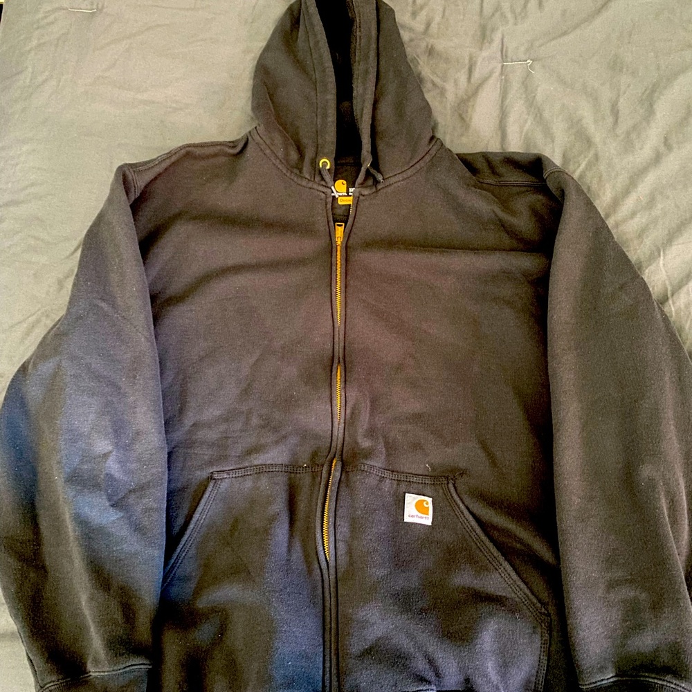 Mens black carhartt zip up hoodie